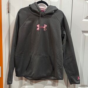 NWOT Under Armour Charcoal Hoodie with Pink Accents size XL